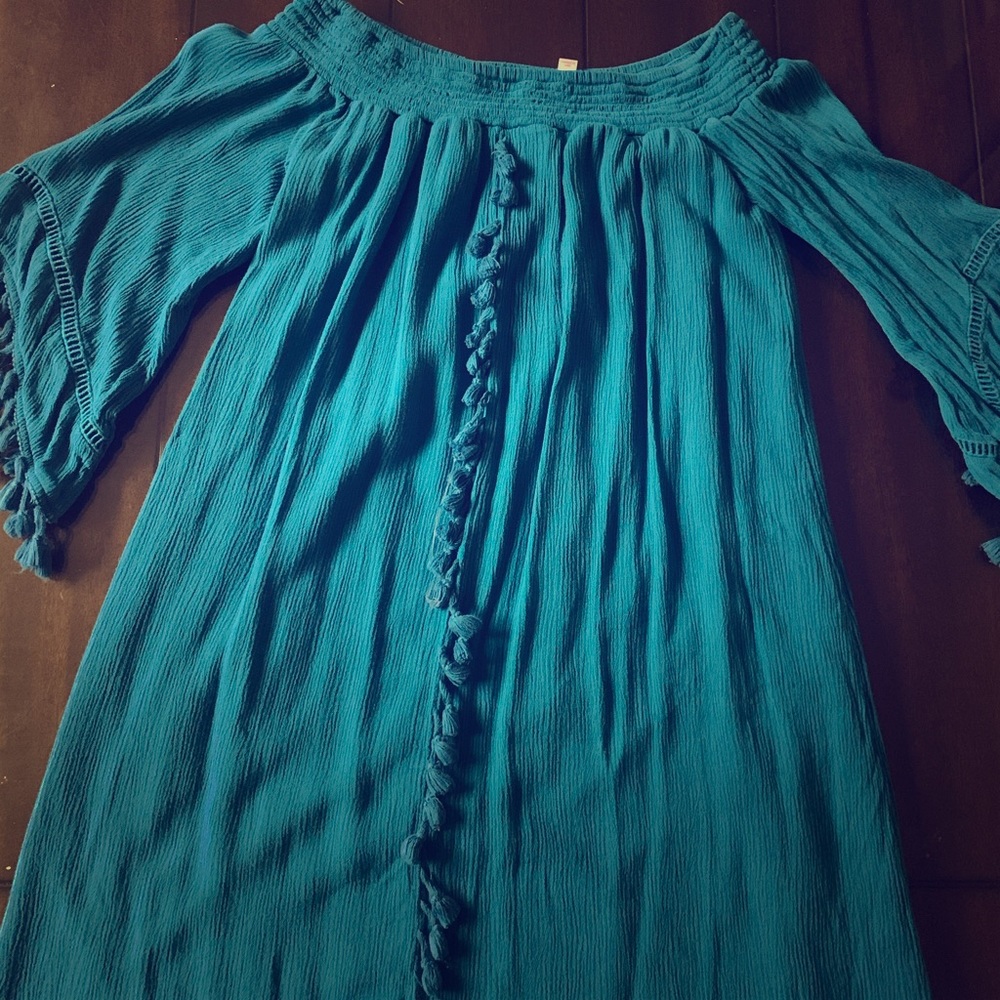 Blue off the shoulder dress